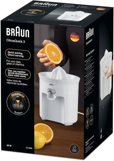 Braun Tribute Collection Citrus Juicer CJ3050 – Powerful 60W Electric Juicer with Automatic StartStop